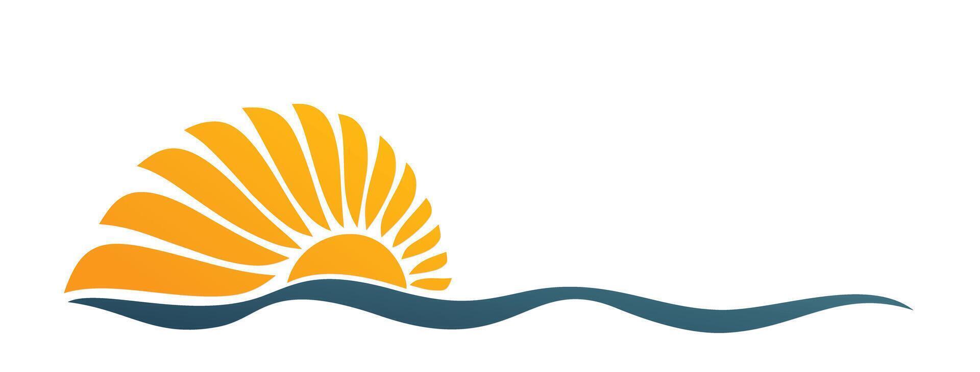 The sun and blue sea stylized symbol. vector
