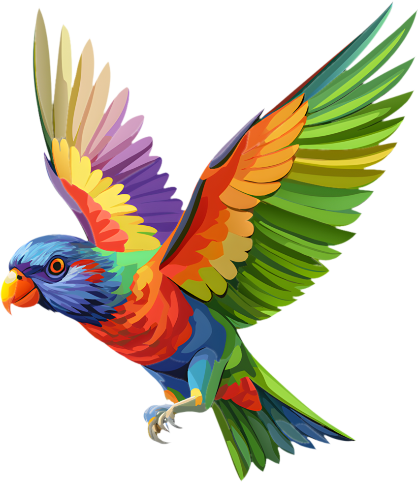 Exotic Bird Graphic, Rainbow Lorikeet Clipart. . png