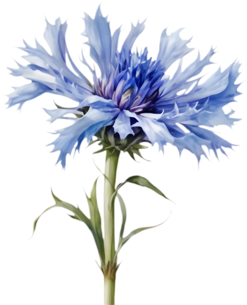 Whimsical Cornflower Flower Elements Pack. . png