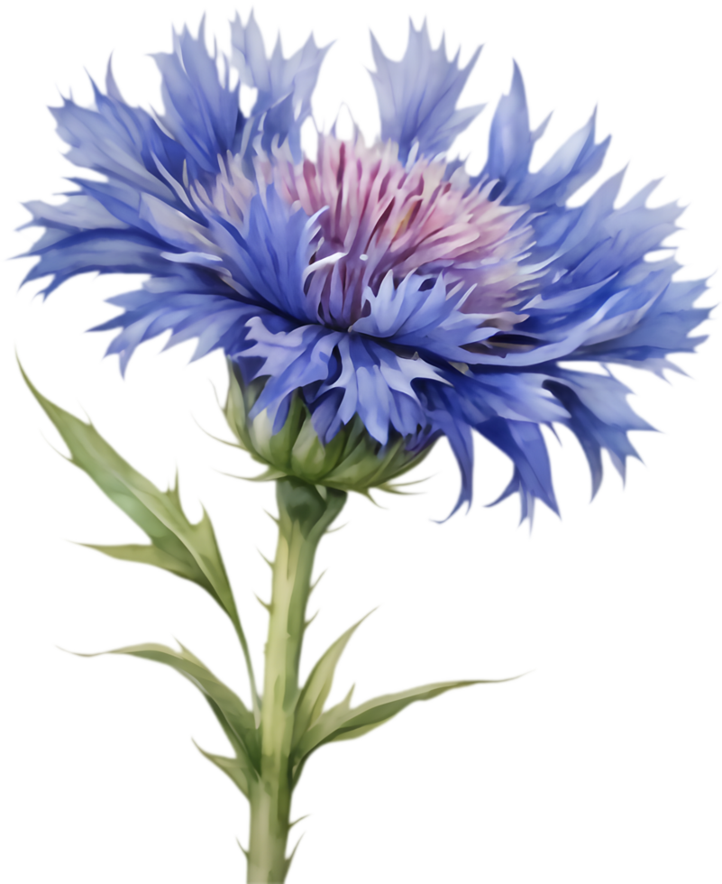 Natural Cornflower Floral Illustration Set. . png