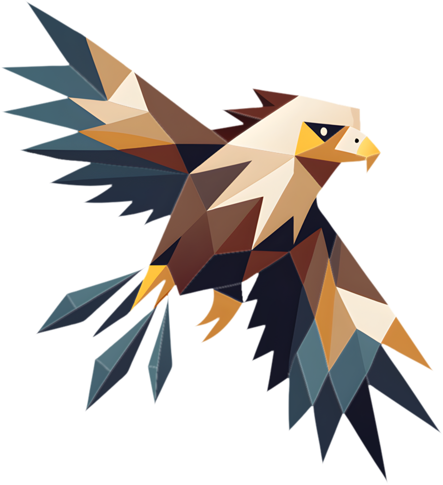 Eye-catching cubism bald eagle digital creative artwork. . png