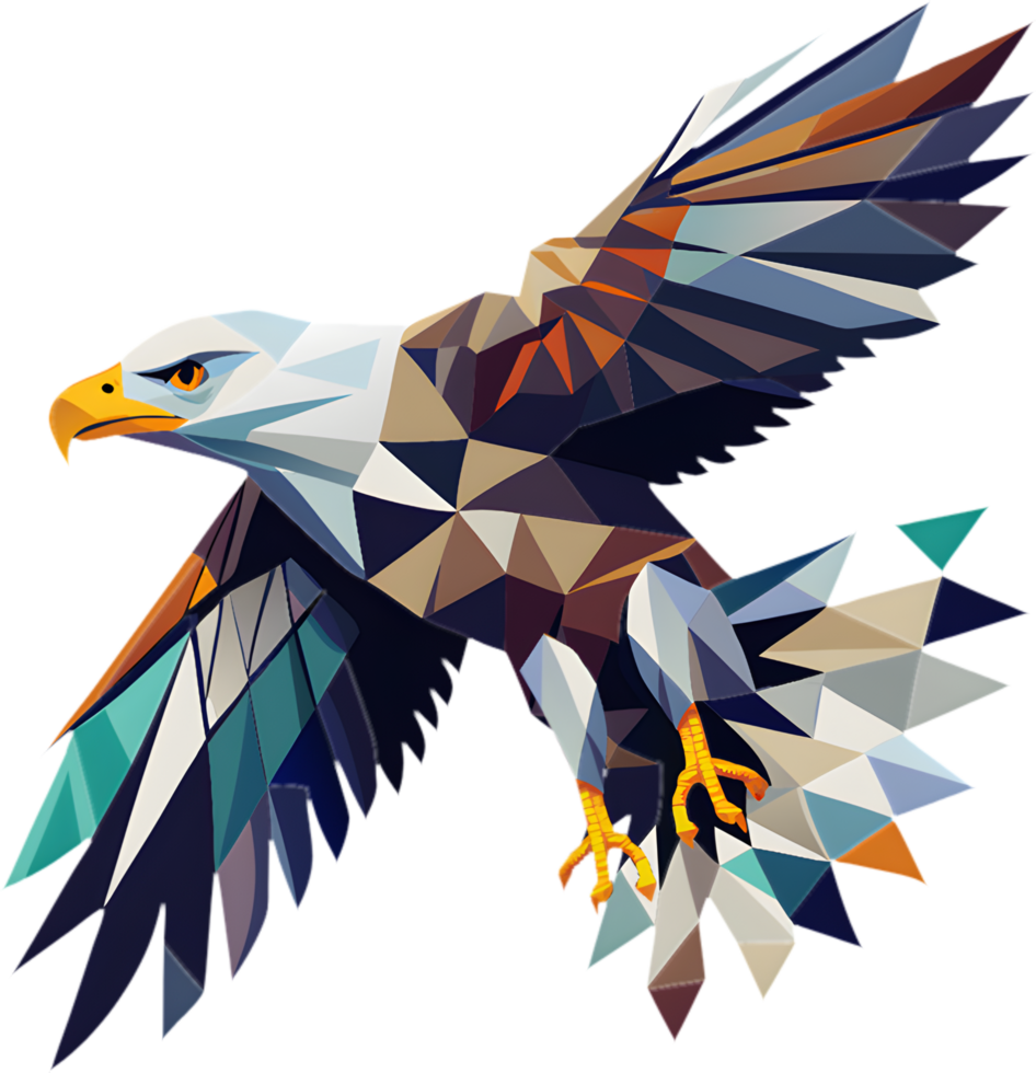 Powerful cubism bald eagle artwork for inspiration. . png
