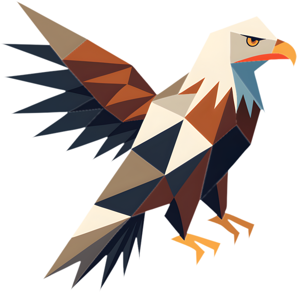 Expressive cubism bald eagle in vibrant form. . png