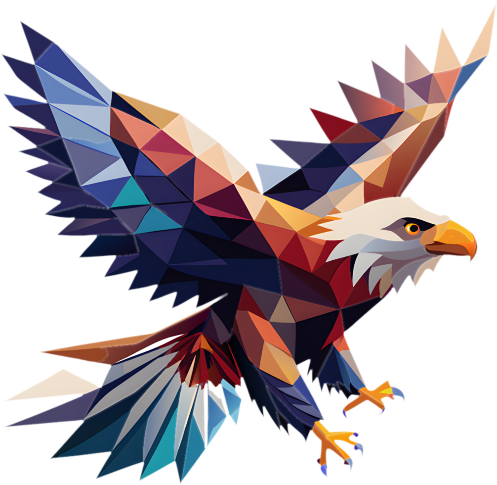Cubism bald eagle with abstract sharp lines. . png