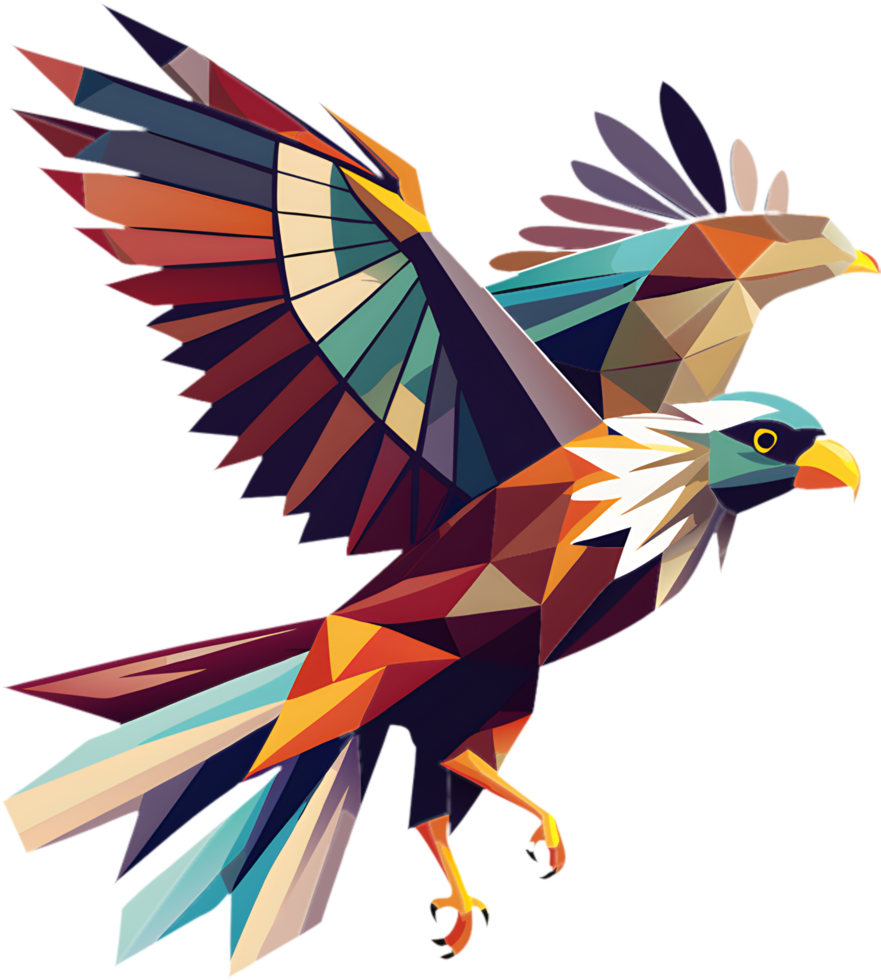 Colorful cubism bald eagle creative art illustration. . png