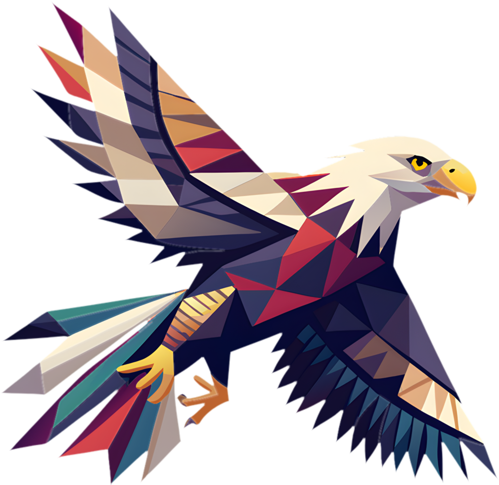Unique cubism bald eagle creative art piece. . png