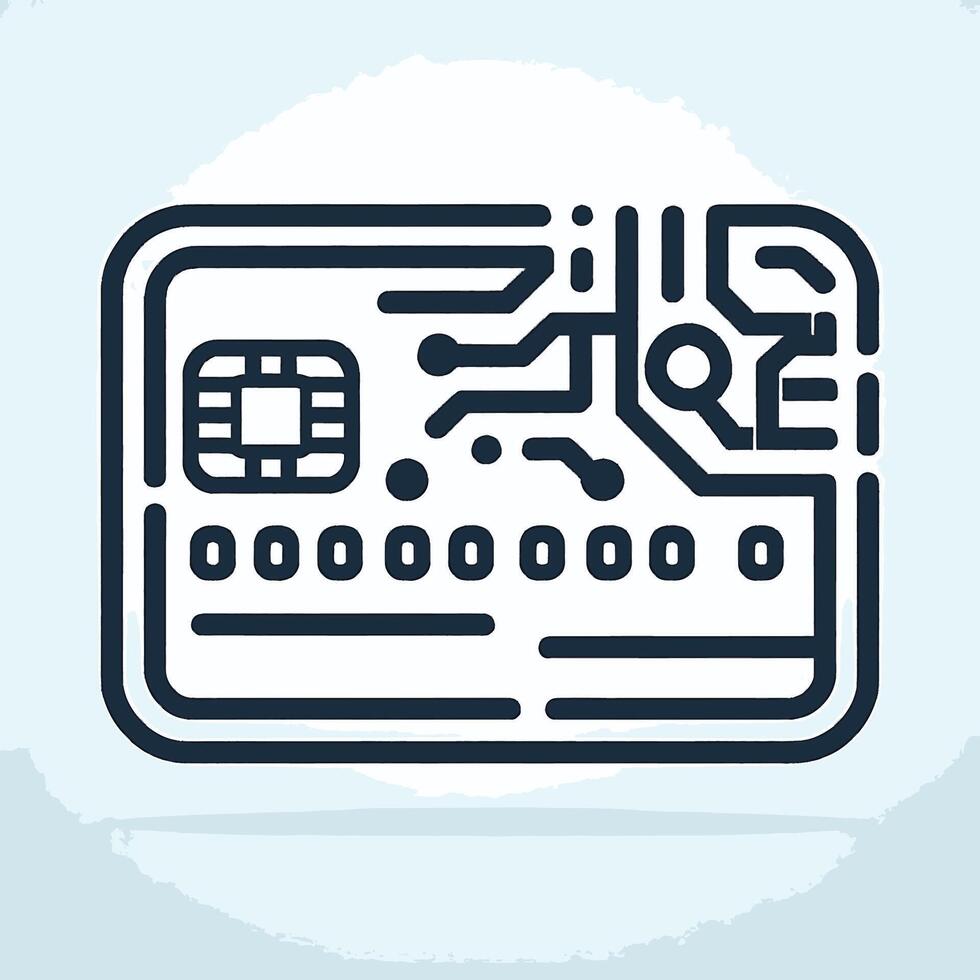 A credit card icon with a circuit board on it vector