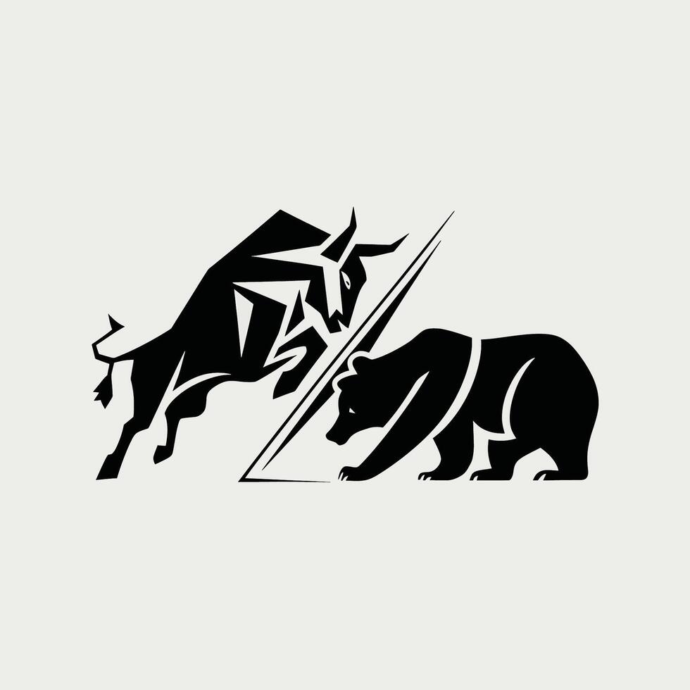Bull and bear logo design vector