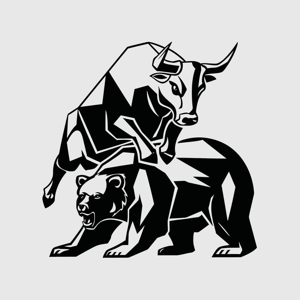 Bull and bear illustration vector