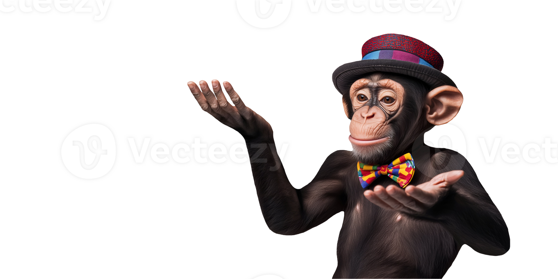 funny juggling monkey wearing a colorful hat and bow tie on isolated background for playful animal character design in circus theme png