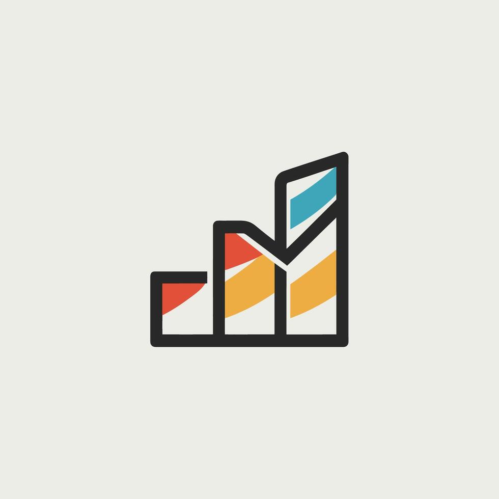 A colorful graphic icon of a bar chart vector