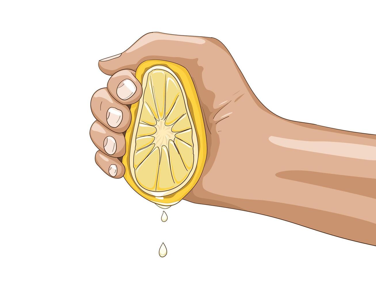 Lemon with hand illustration vector