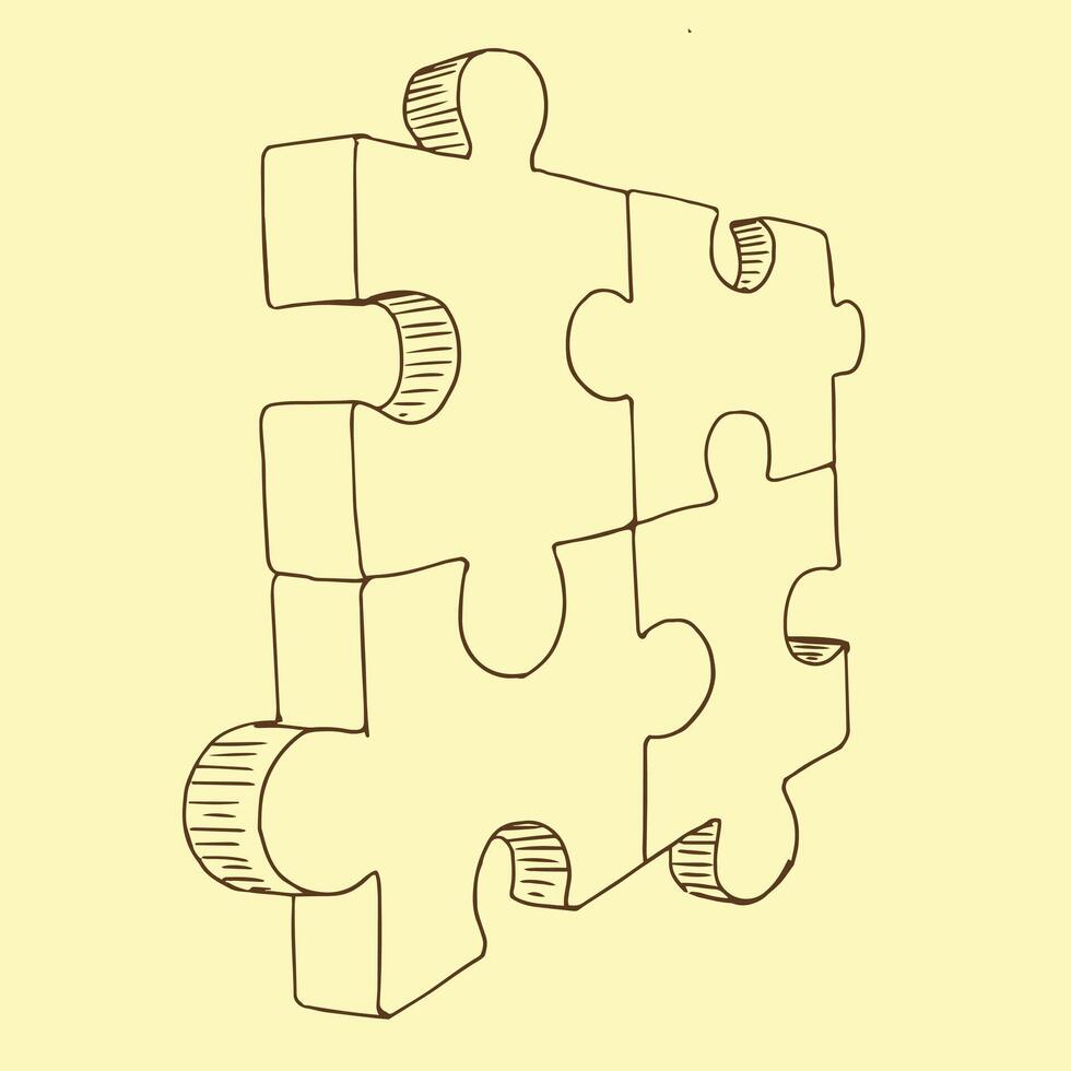 Puzzles pieces sketch illustration vector