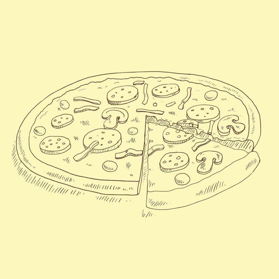 Pizza sketch illustration vector