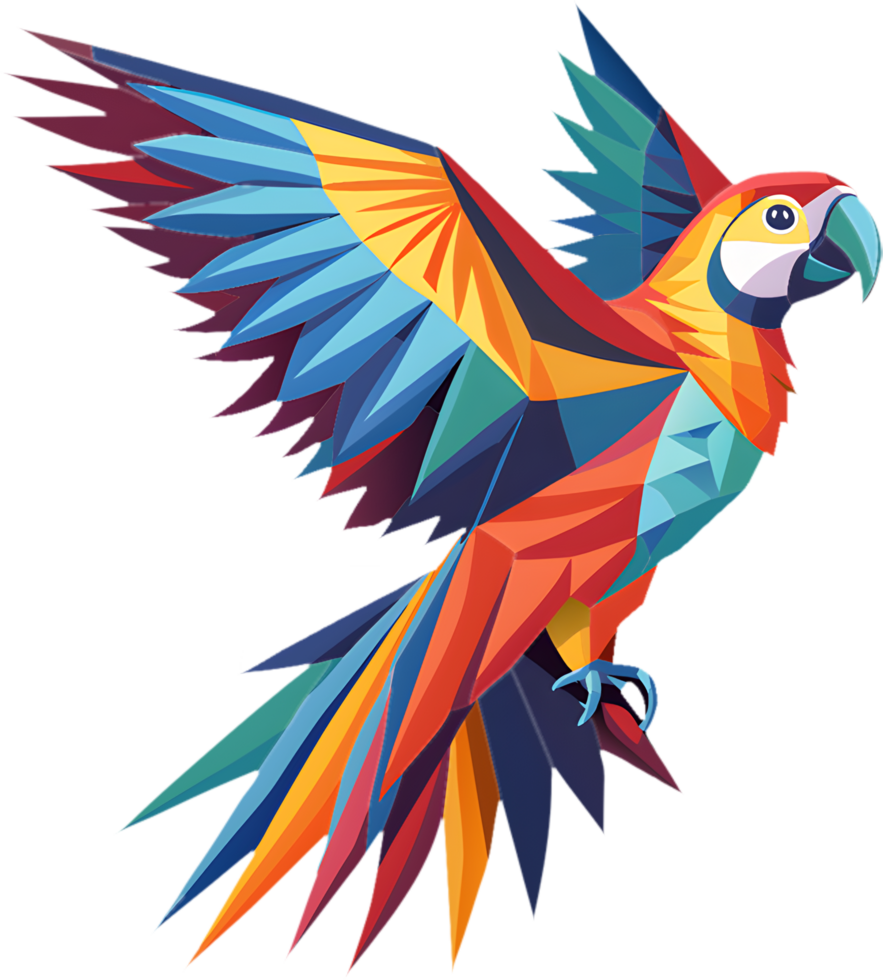 Cubism Inspired Parrot Graphic for Creative Projects. . png