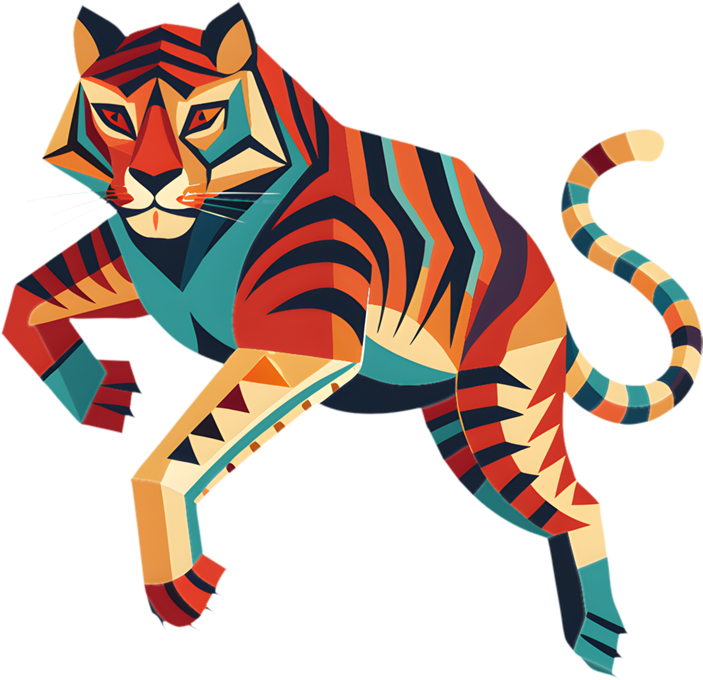 Geometric Cubism Tiger Art for Trendy Digital Illustrations and Prints. . png