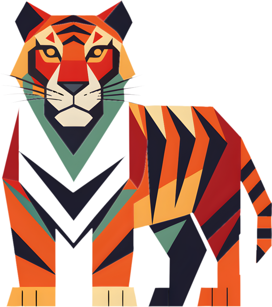 Abstract Cubist Tiger Clip Art for Unique Visual Content Creation. . png