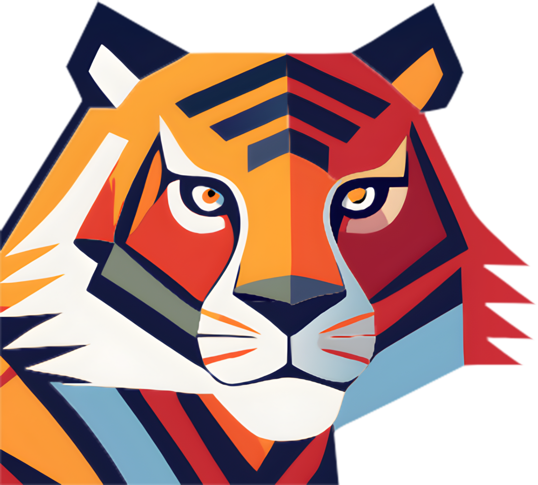 Cubist Tiger Graphic Ideal for Print and Web Designs. . png