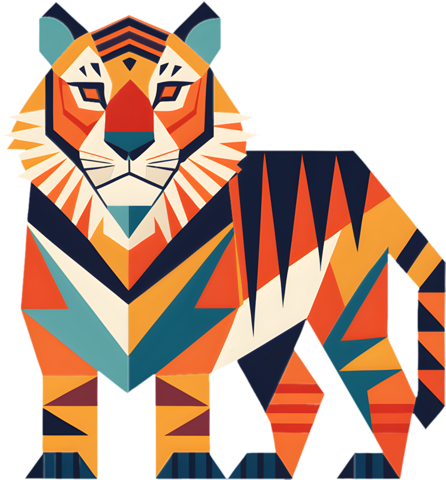 Vibrant Cubism Tiger Clip Art for Contemporary Artistic Projects. . png