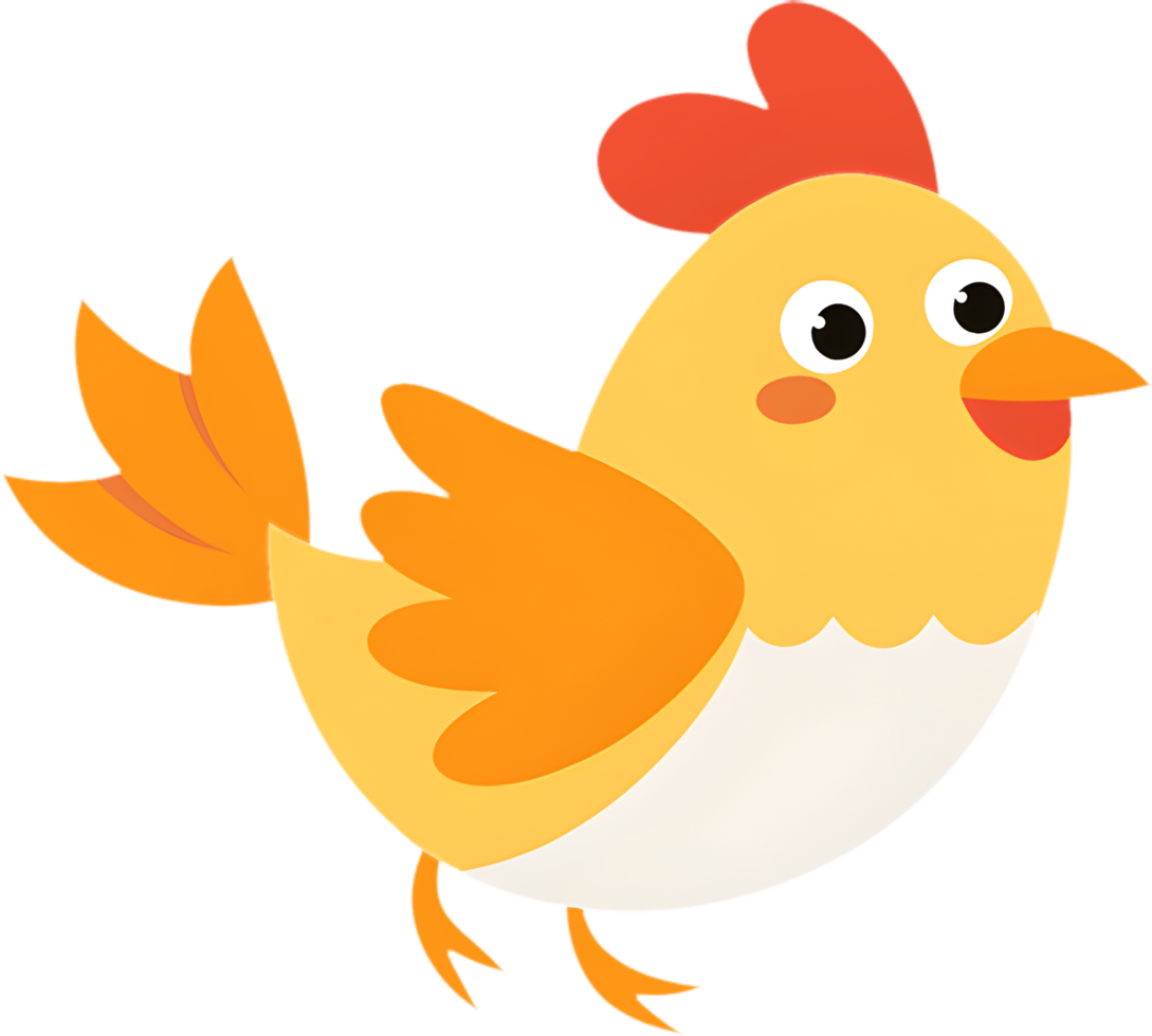 Funny Chicken Illustration, Cute Cartoon Character Design. . png