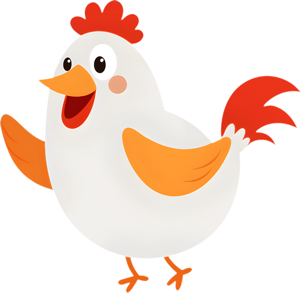 Playful Cartoon Chicken Clipart, Cute Farm Animal Design. . png