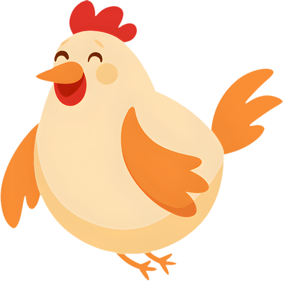 Cartoon Chicken Character Clipart, Adorable and Cheerful Bird. . png