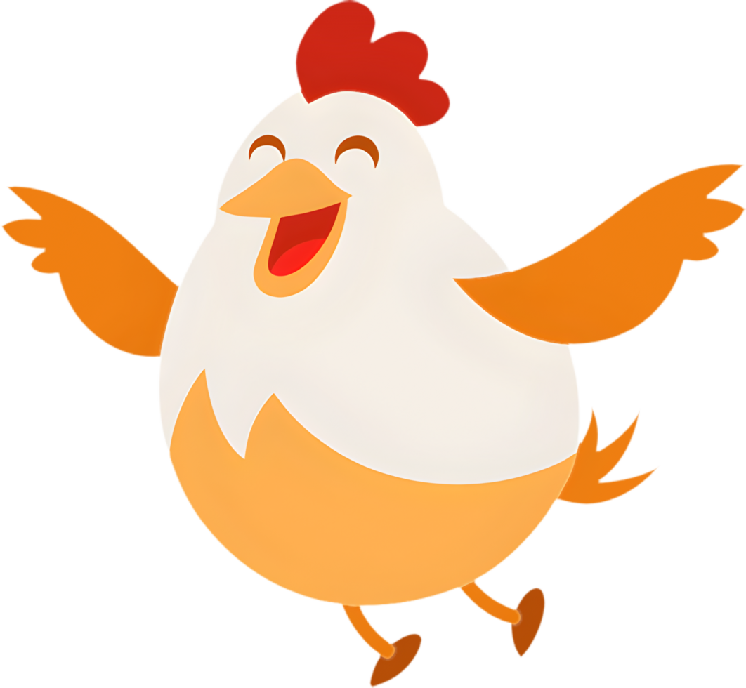 Whimsical Chicken Clipart, Colorful and Playful Bird Design. . png