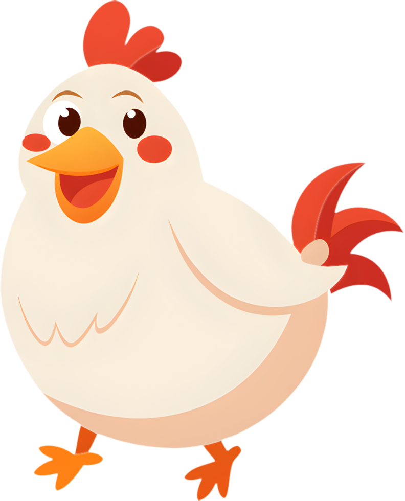 Cheerful Chicken Clipart, Charming Cartoon Bird Illustration. . png