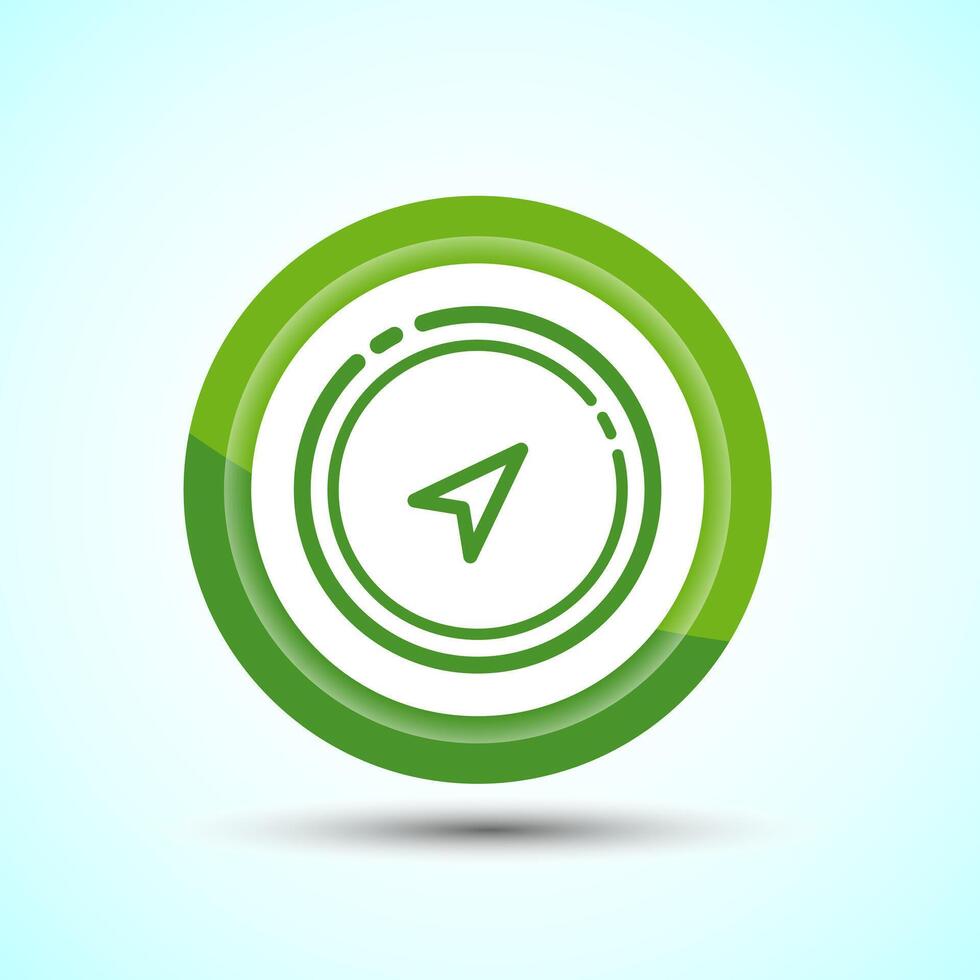 Compass icon design illustration, Navigation sign symbol for apps and websites, Green Color Button Design vector