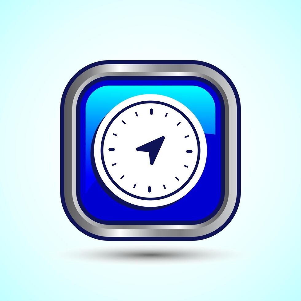 Compass icon design illustration, Navigation sign symbol for apps and websites, Blue Color Square Button Design vector