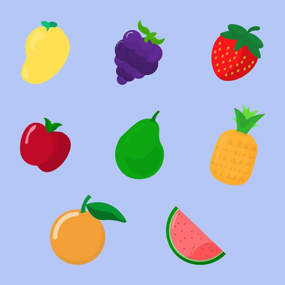 Simple Bright and Fresh Fruits Set vector