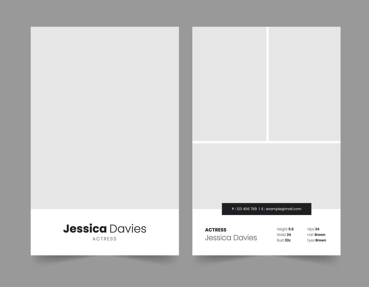 Model Comp Card or Photo Comp Card Template vector