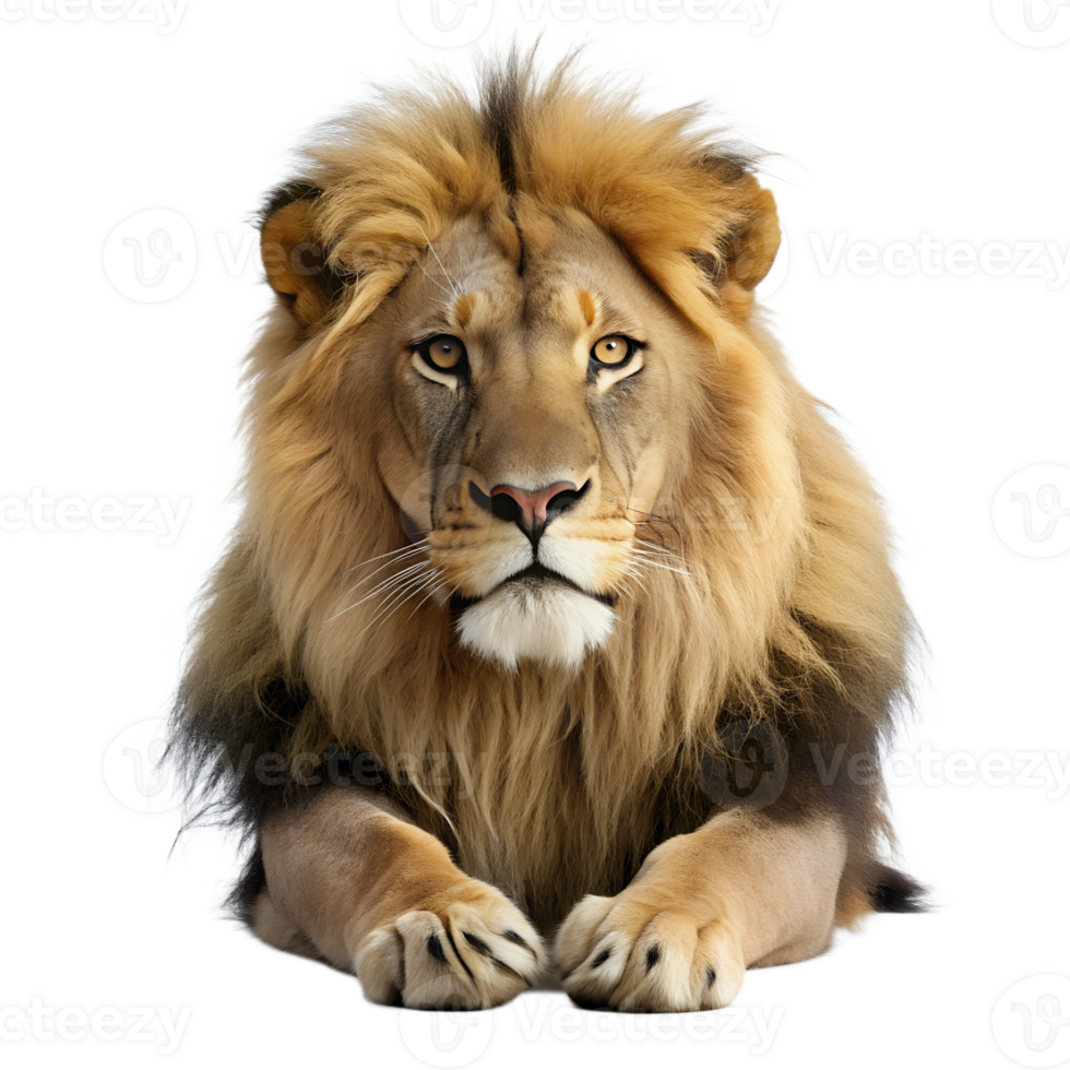 lion is lying isolated on a transparent background png