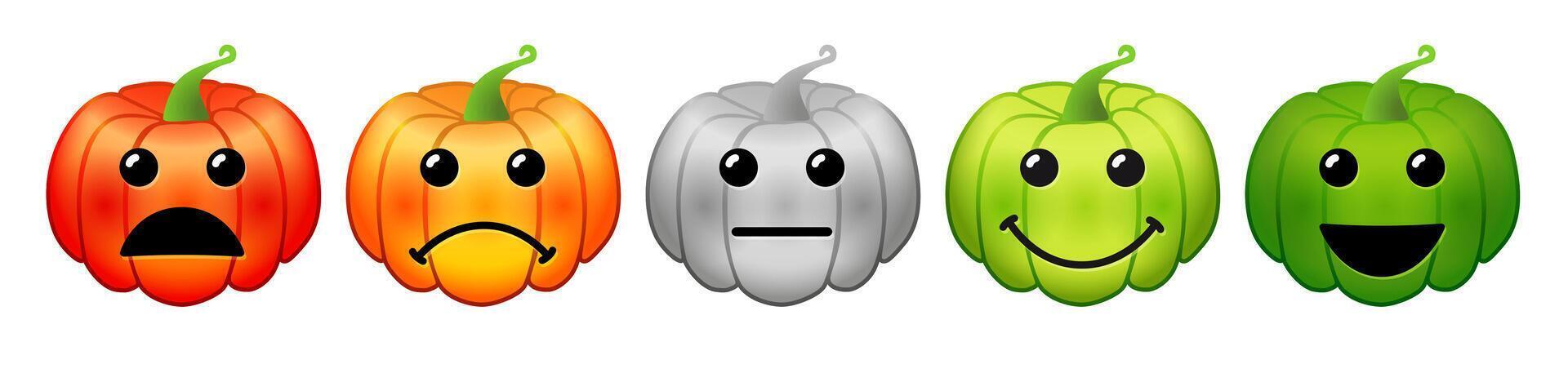 Set of creative pumpkin emoticons. Web icons vector