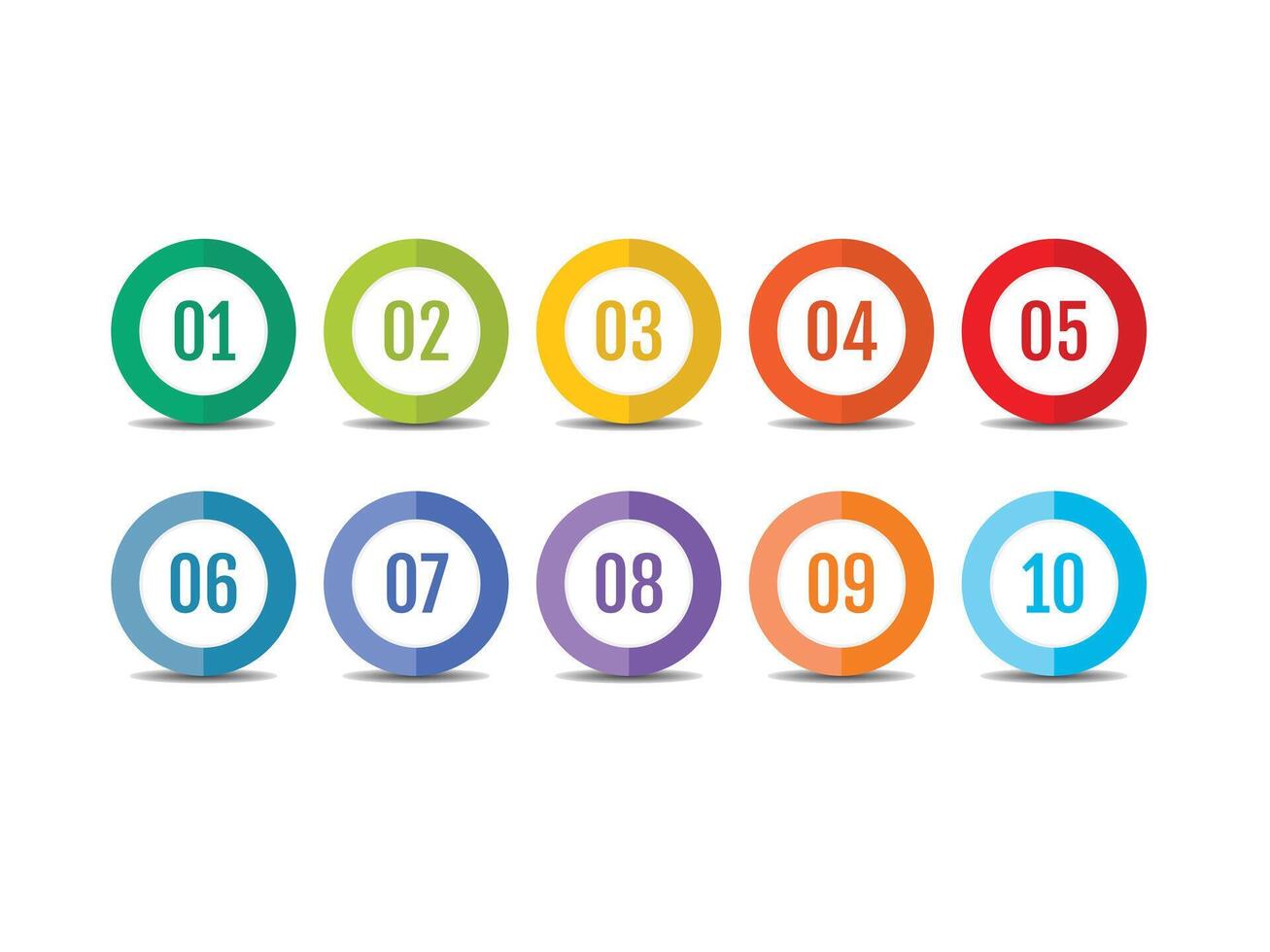 Set of colorful number button 1-10 vector