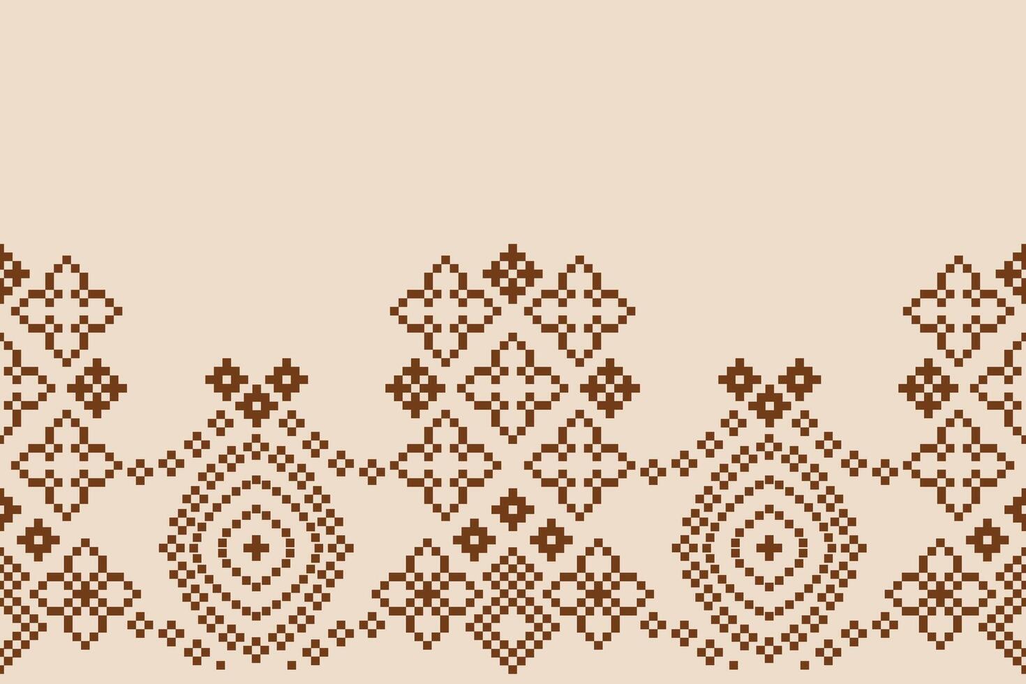 Motif design fabric pattern cream background color pixel pattern motif. vector