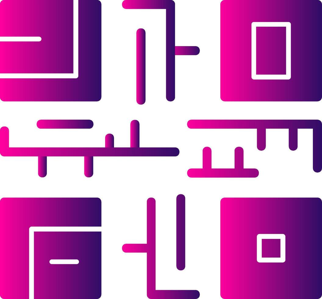 icono de gradiente de glifo de código qr vector