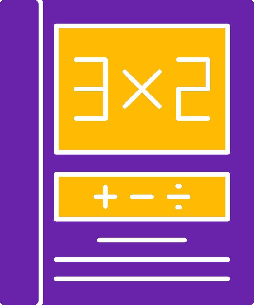 A purple and white icon with a calculator on it vector