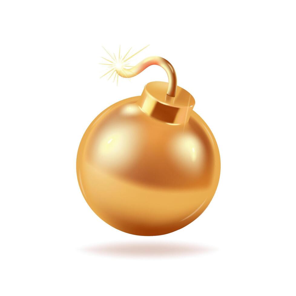 3d gold bomb in cartoon style. Illustrations for game battles, competitions vector