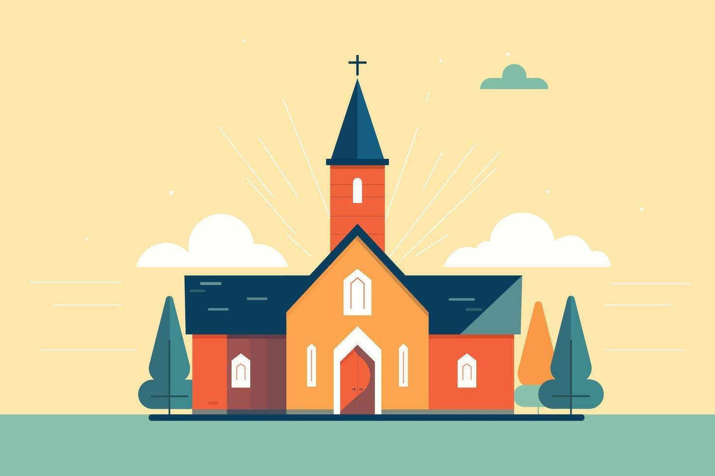 Church building flat illustration. Abstract Church flat design vector