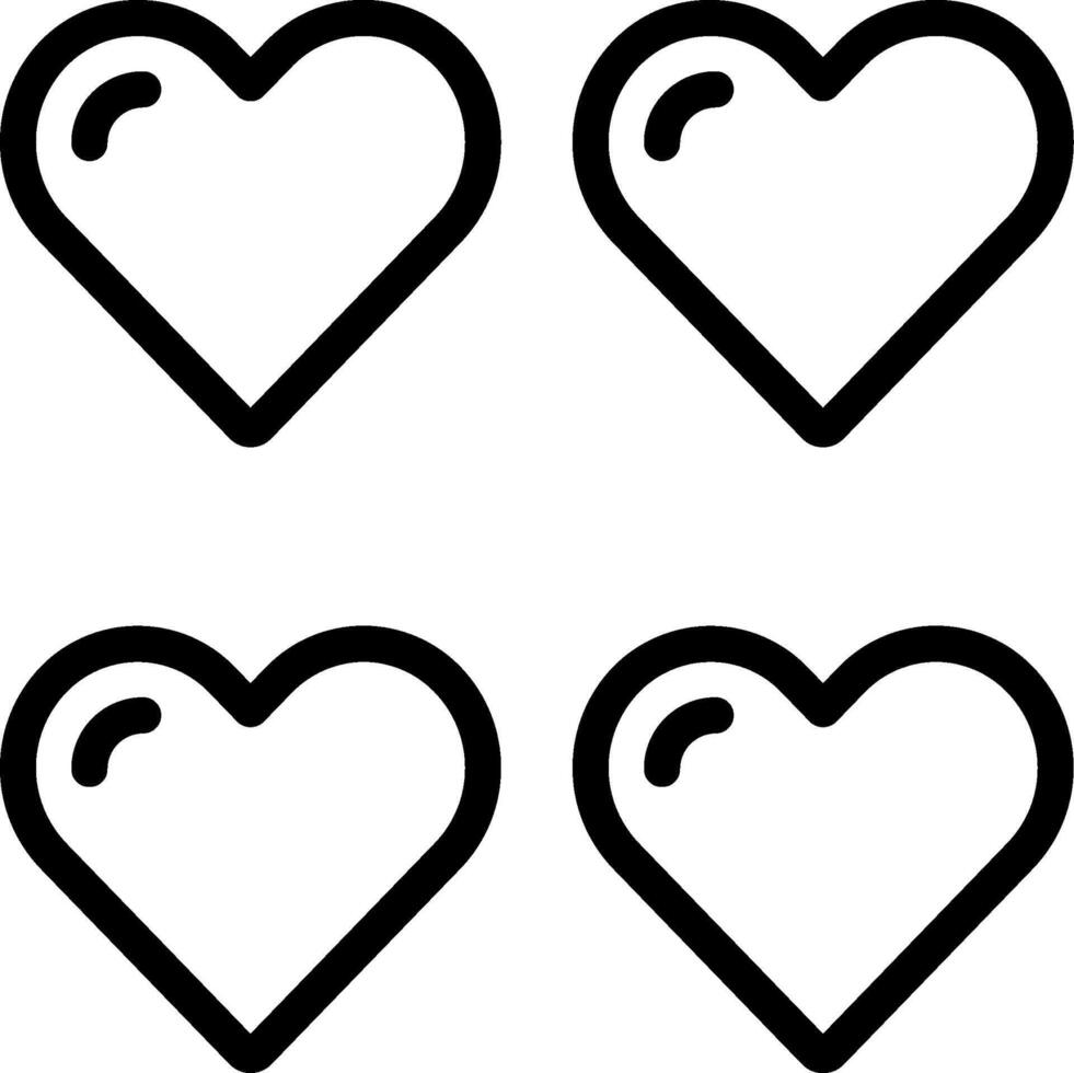 Four hearts in black and white on a white background vector