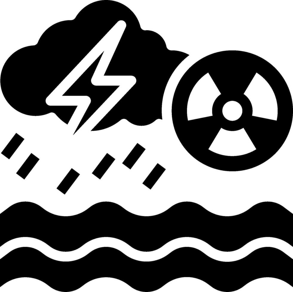 A black and white image of a nuclear reactor and a thunderstorm vector