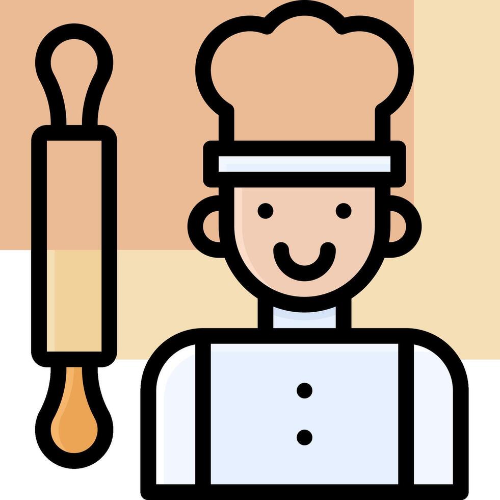 A cartoon chef with a rolling pin and a rolling pin vector