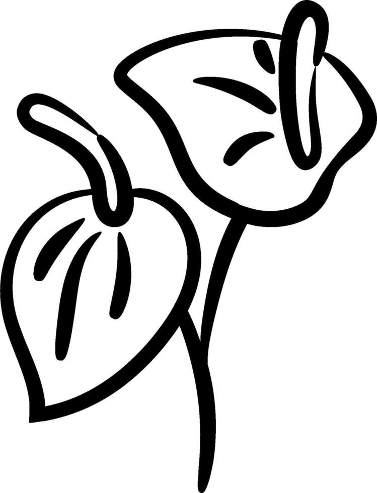 A black and white drawing of a plant with leaves vector