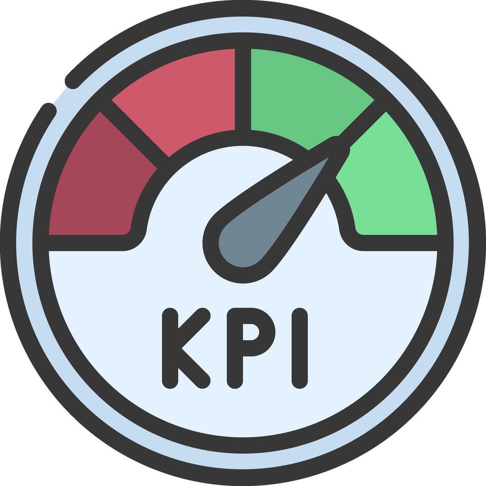 The kpi meter is shown in a circle vector