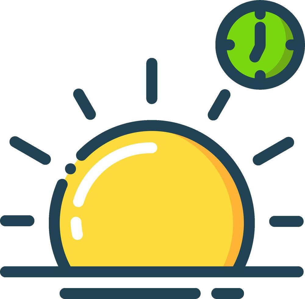 Sunrise icon with clock and sun vector