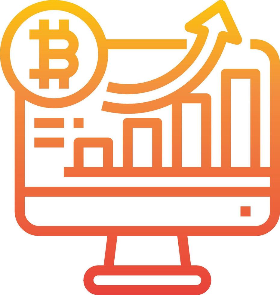Bitcoin chart icon vector