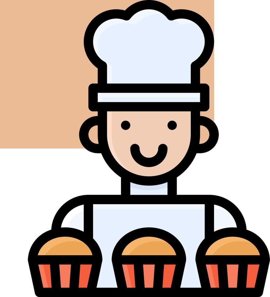 A cartoon chef holding three muffins vector
