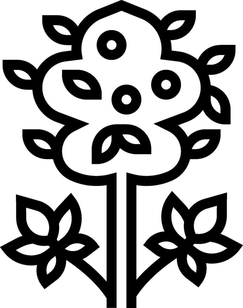 A black and white flower with leaves vector