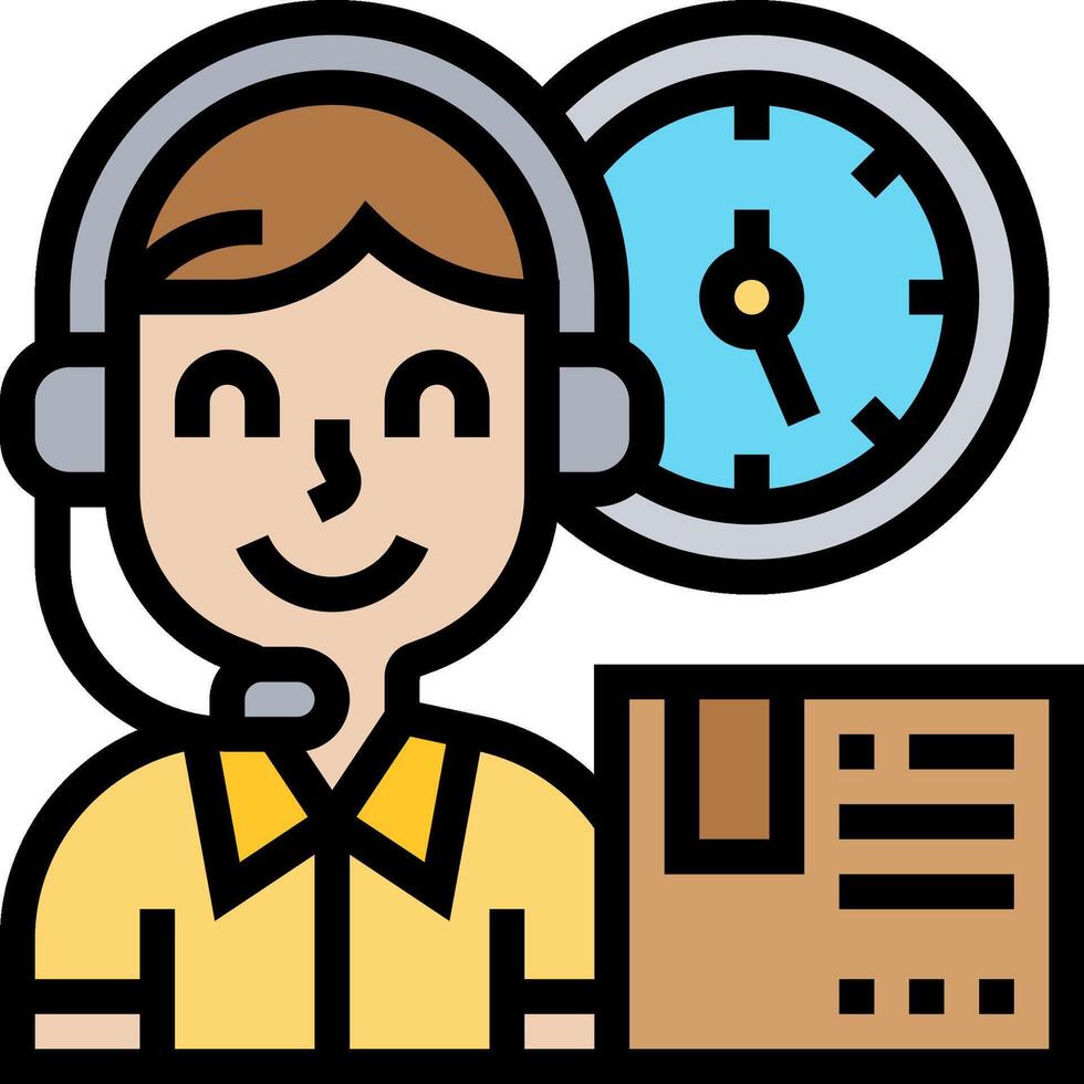 A man with a headset and a clock on his chest vector